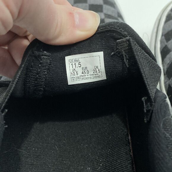 Vans Men's 11.5 Asher Deluxe Sneaker Classic Slip On Checkerboard Black Gray - Picture 9 of 11